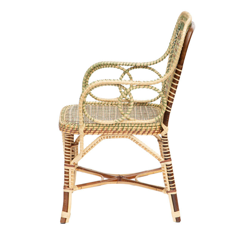 Green Marshan Rattan Armchair by Creel and Gow