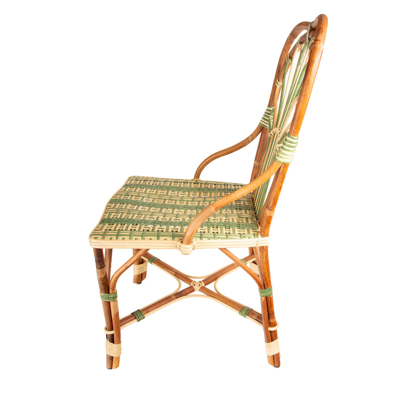 Green Peacock Rattan Side Chair by Creel and Gow