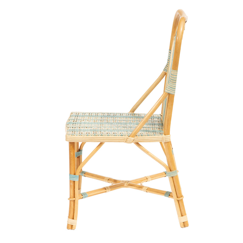 Blue Peacock Rattan Side Chair by Creel and Gow