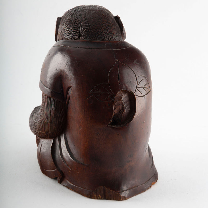 The Watchful Monkey: Early 20th Century Japanese Wood Carving of a Monkey