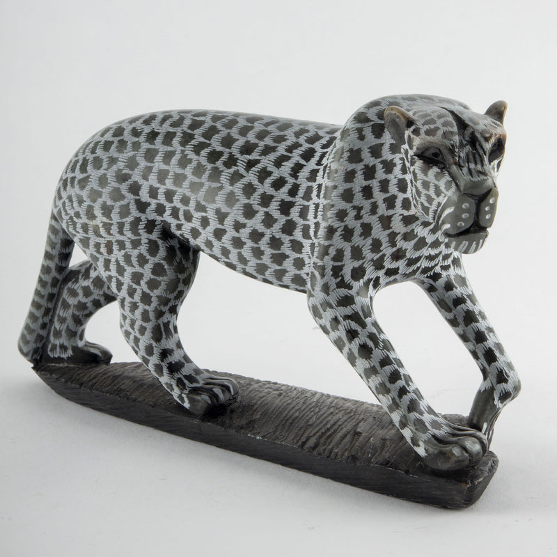 The Silent Stalk: Carved Soapstone Leopard