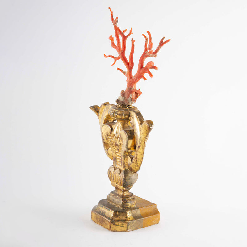 Treasures of the Sea: Large Mounted Mediterranean Coral on an Antique Gilt Base