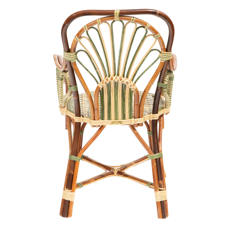 Green Peacock Rattan Arm Chair by Creel and Gow