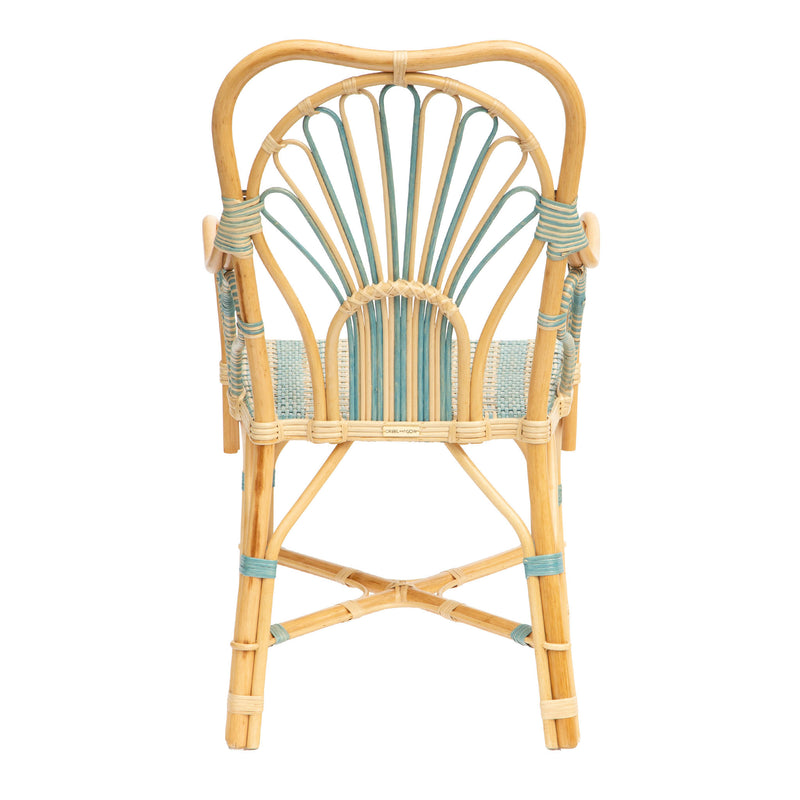 Blue Peacock Rattan Arm Chair by Creel and Gow