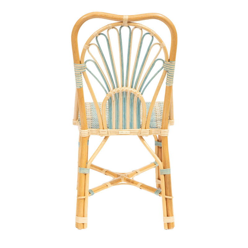 Blue Peacock Rattan Side Chair by Creel and Gow