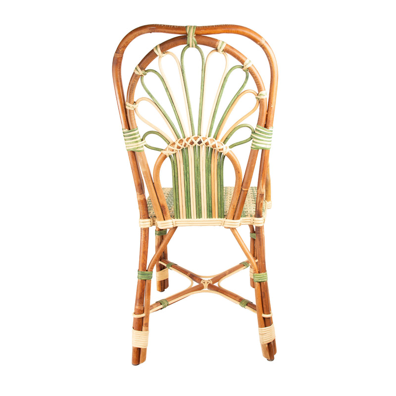 Green Peacock Rattan Side Chair by Creel and Gow