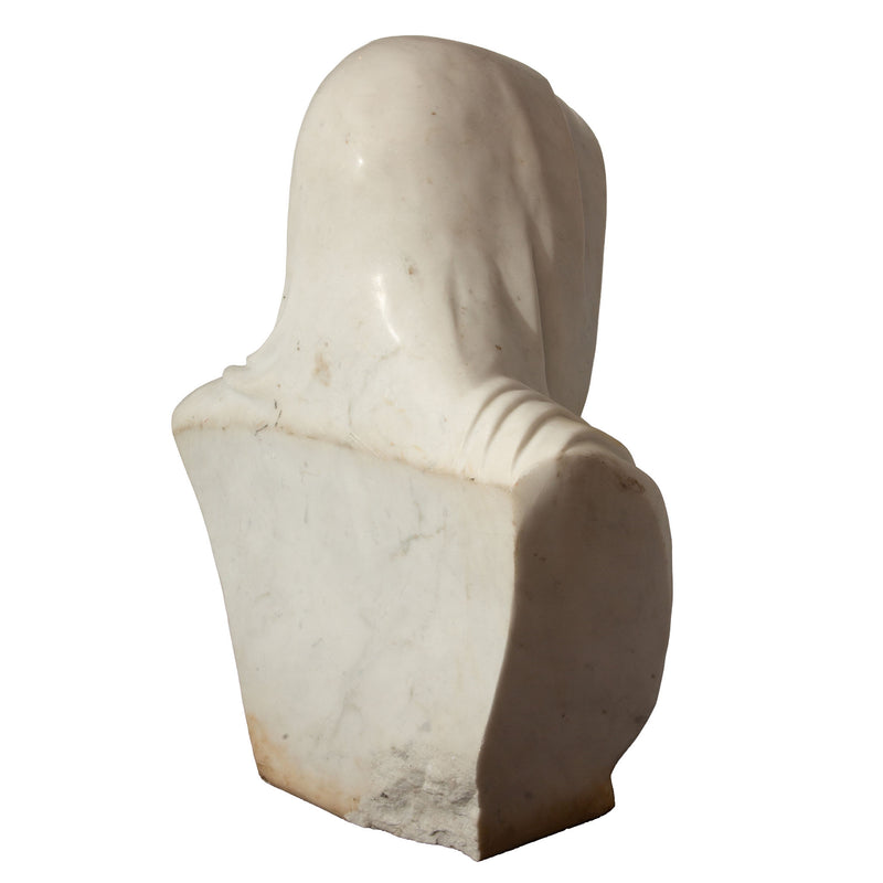 Large Hooded Memento Mori Marble Bust