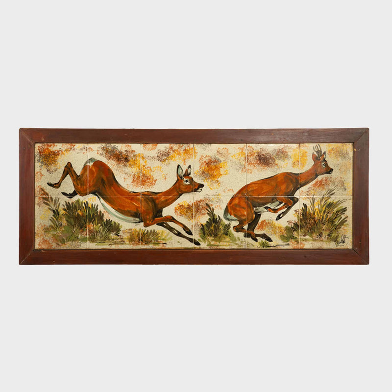 Hunting Scenes in Ceramic: A Set of Eight Mid-Century Panels