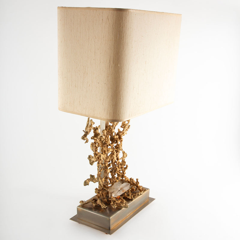 Organic Forms in Light: Pair of Mid C. Naturalistic Gilt Lamps