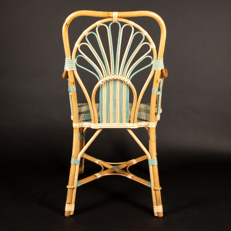 Blue Peacock Rattan Arm Chair by Creel and Gow