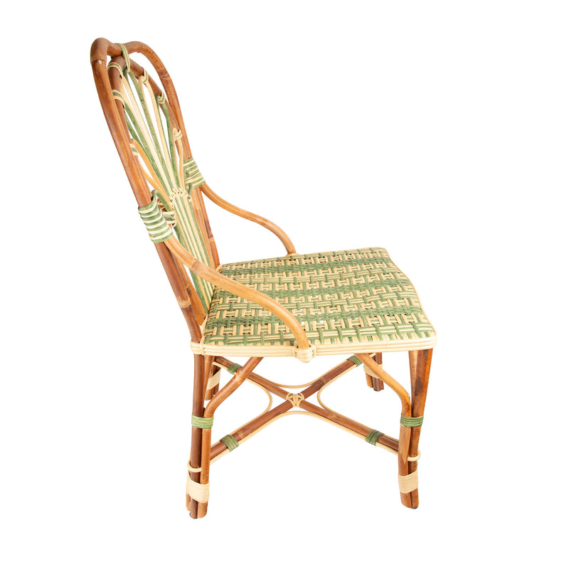 Green Peacock Rattan Side Chair by Creel and Gow