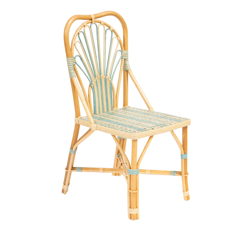Blue Peacock Rattan Side Chair by Creel and Gow