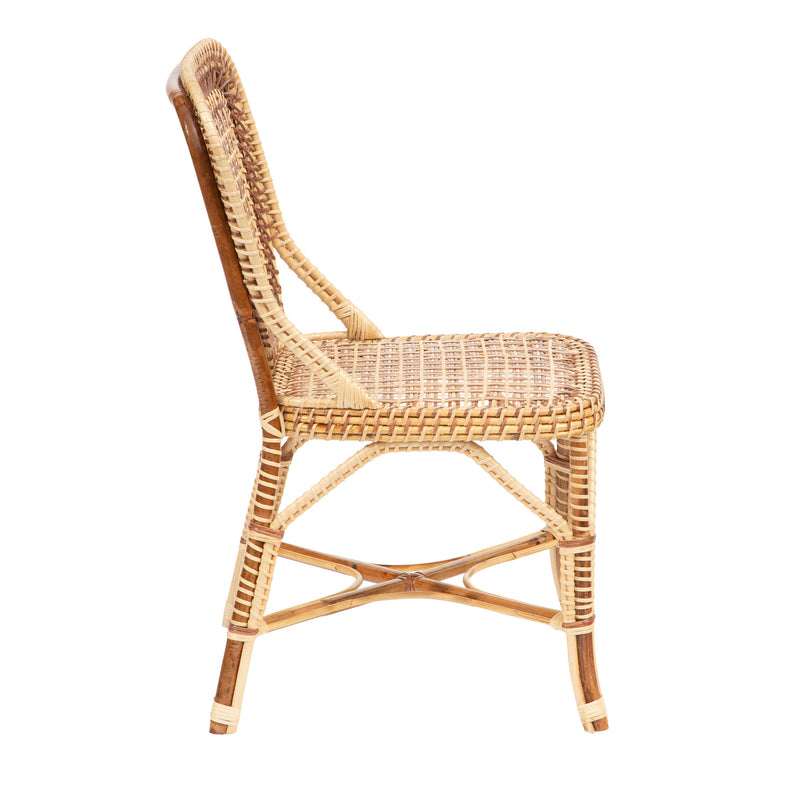 Brown Marshan Rattan Side Chair by Creel and Gow