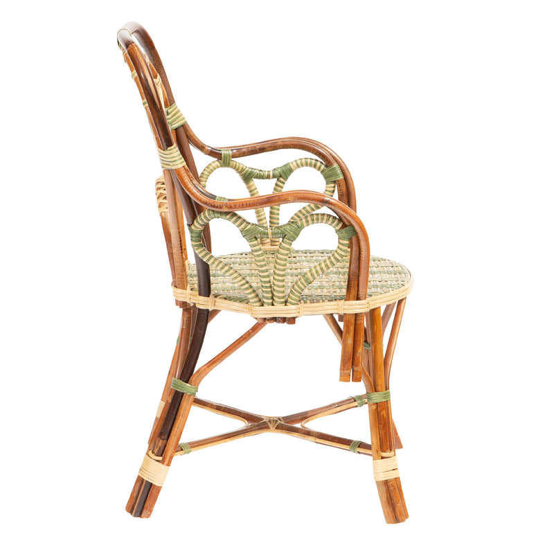 Green Peacock Rattan Arm Chair by Creel and Gow
