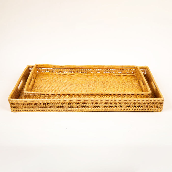 Knotted Rattan Rectangular Trays