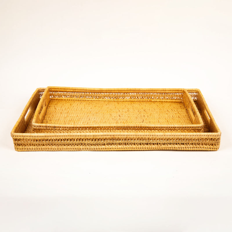 Knotted Rattan Rectangular Trays