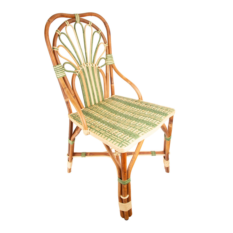 Green Peacock Rattan Side Chair by Creel and Gow