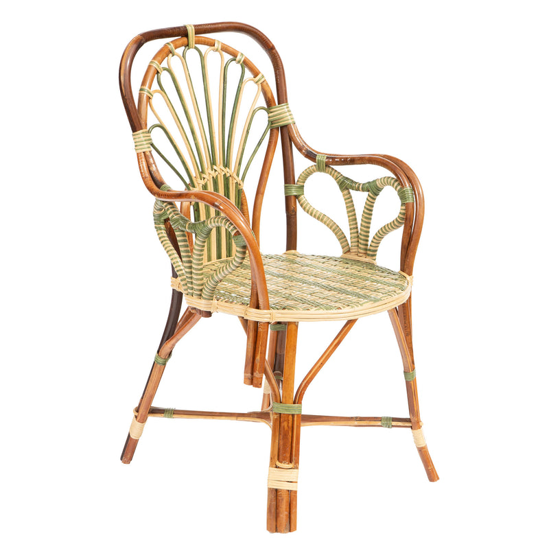 Green Peacock Rattan Arm Chair by Creel and Gow