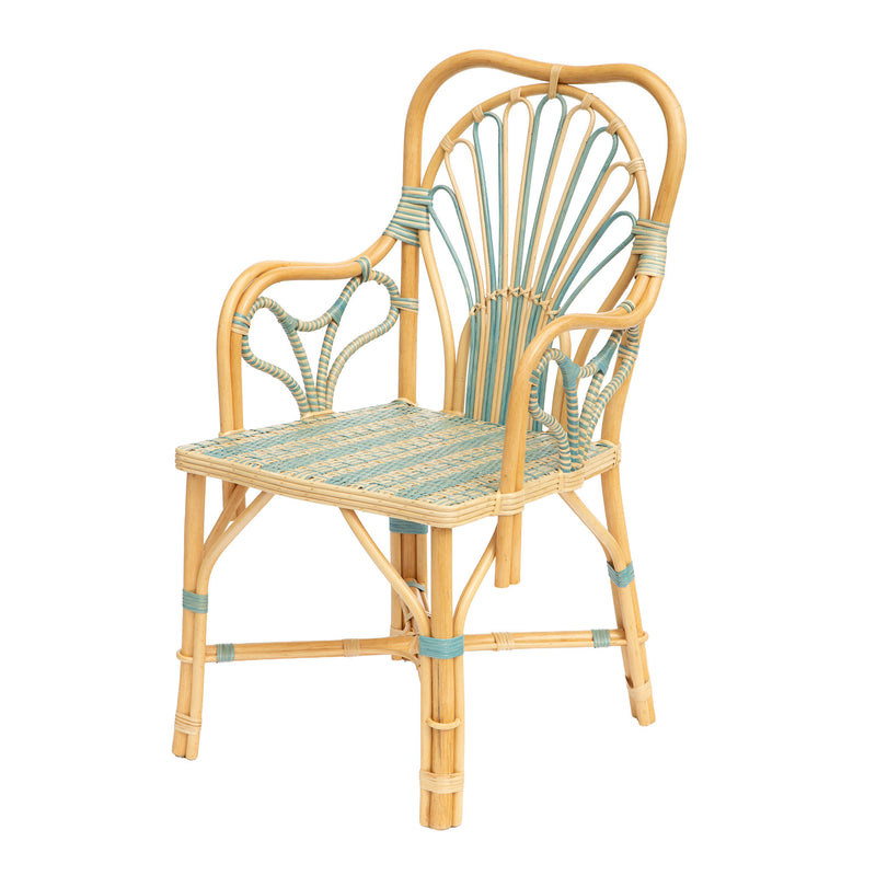 Blue Peacock Rattan Arm Chair by Creel and Gow
