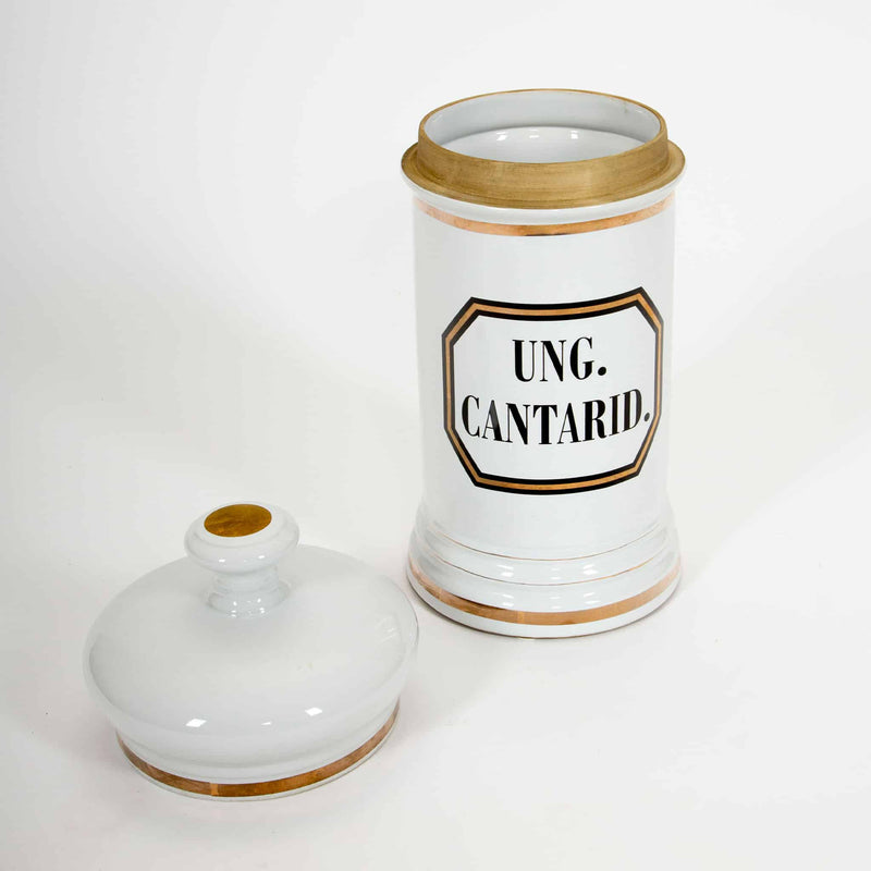 Set of Four Large 19th-Century Apothecary Jars, 18.5″ High, with Original Lids