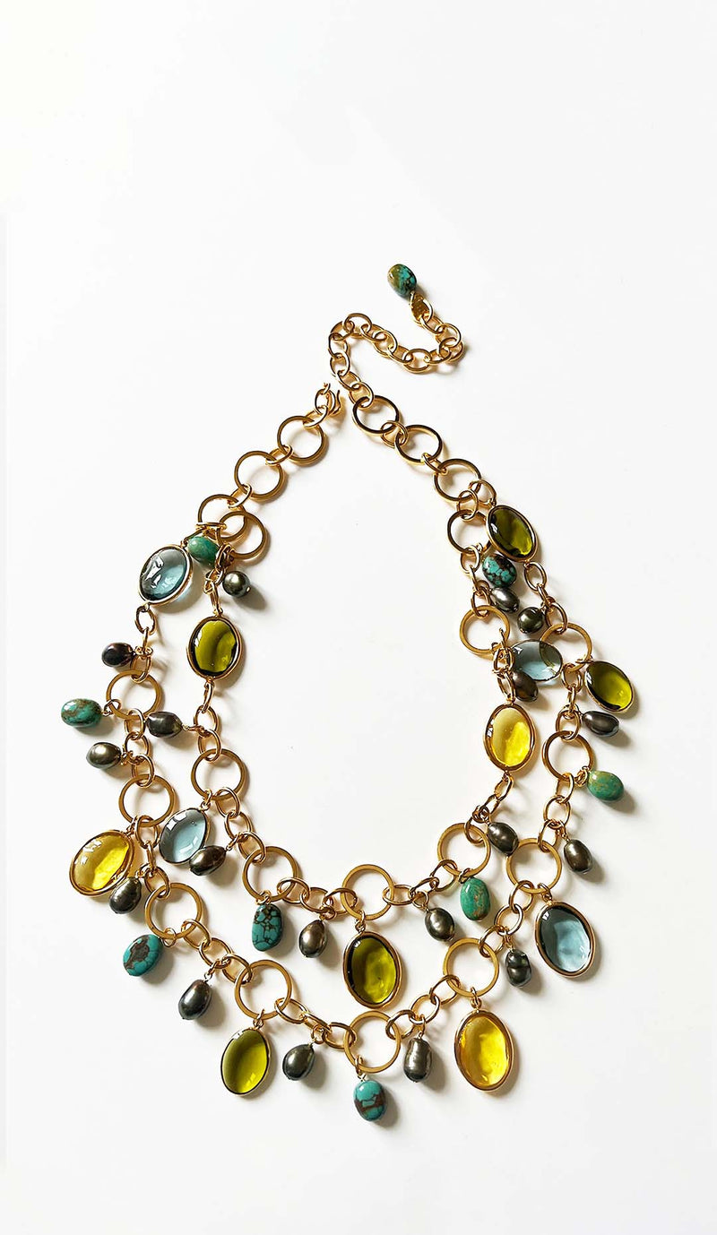LOULOU DE LA FALAISE Double Row Hoops Chain Necklace