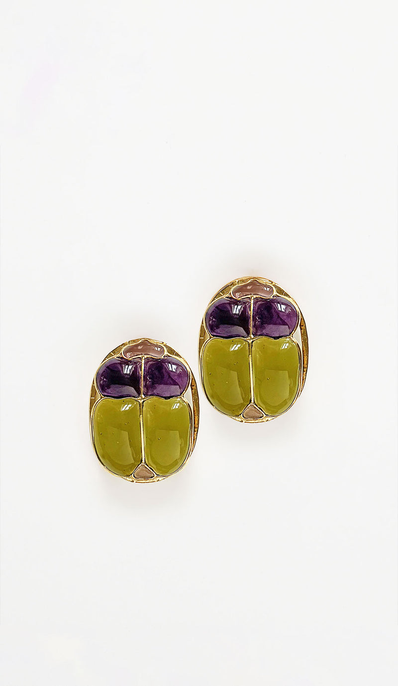 Loulou De La Falaise Egyptian Scarab Earring, Absinthe