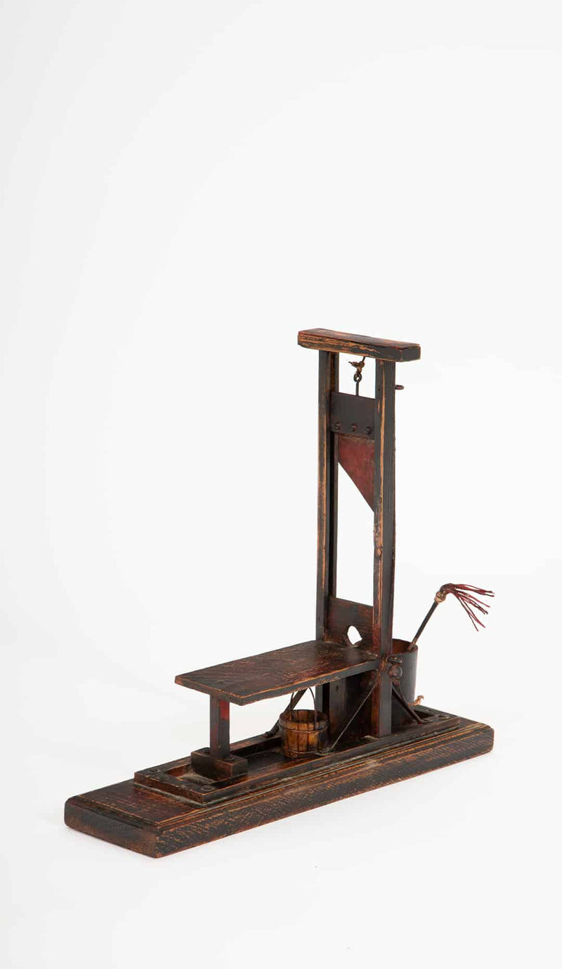 Revolution Reduced: 19th C Model of a Guillotine w/ Buckets and a Mop