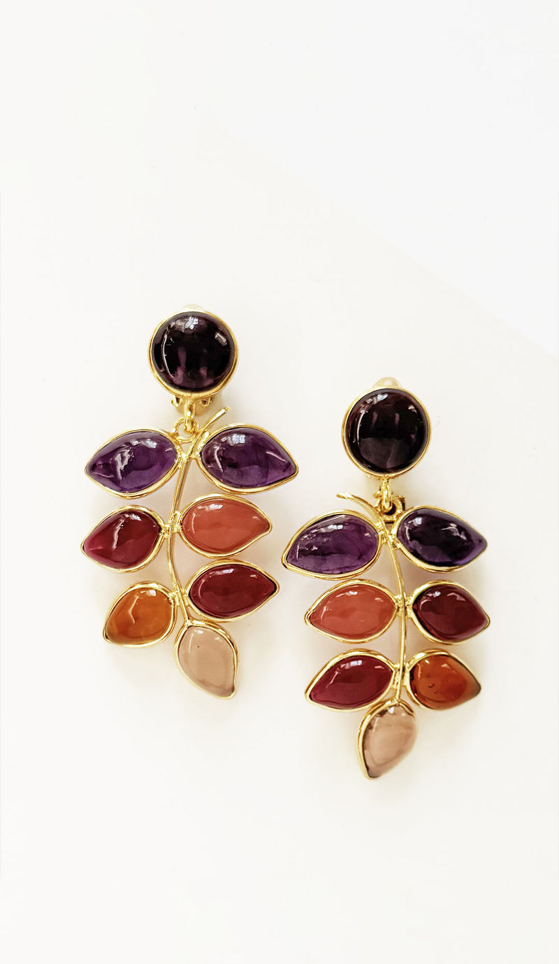Loulou De La Falaise Ombre Leaf Clip Earrings, Red