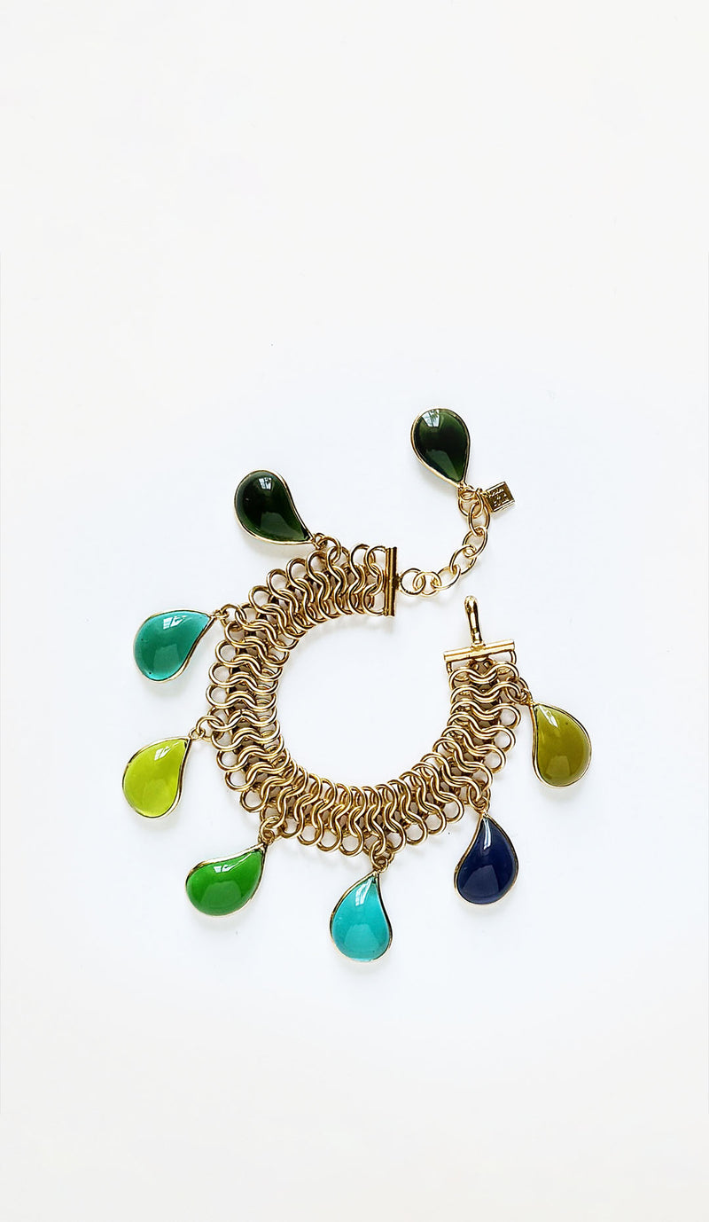 Loulou De La Falaise Teardrop Bracelet, Green