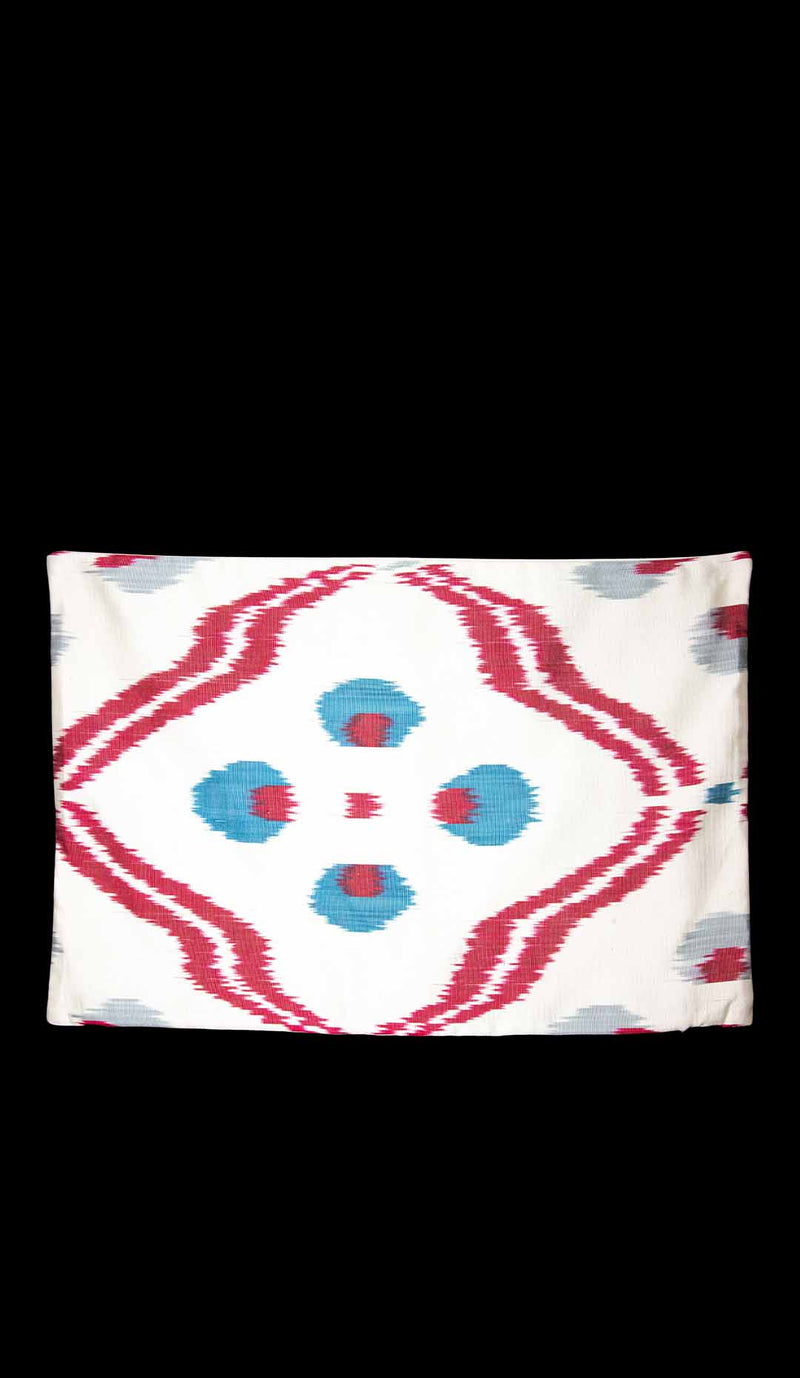 Ikat Pillowcover, Abstract Red, White, and Blue