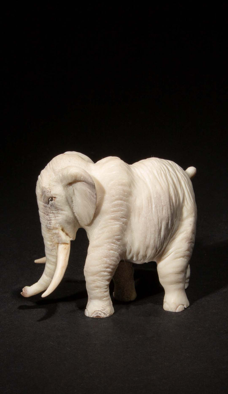 Hand Carved Moose Antler Elephant, 3"