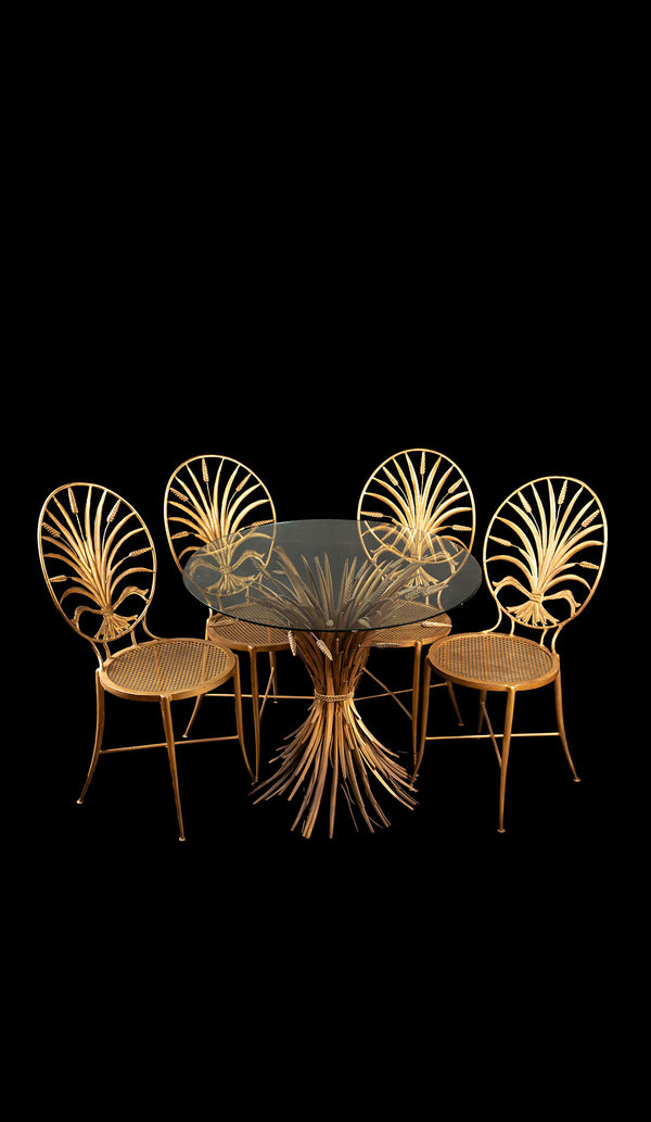 1960s Italian Wheat Back Chairs with Original Bistro Table by S. Salvadori