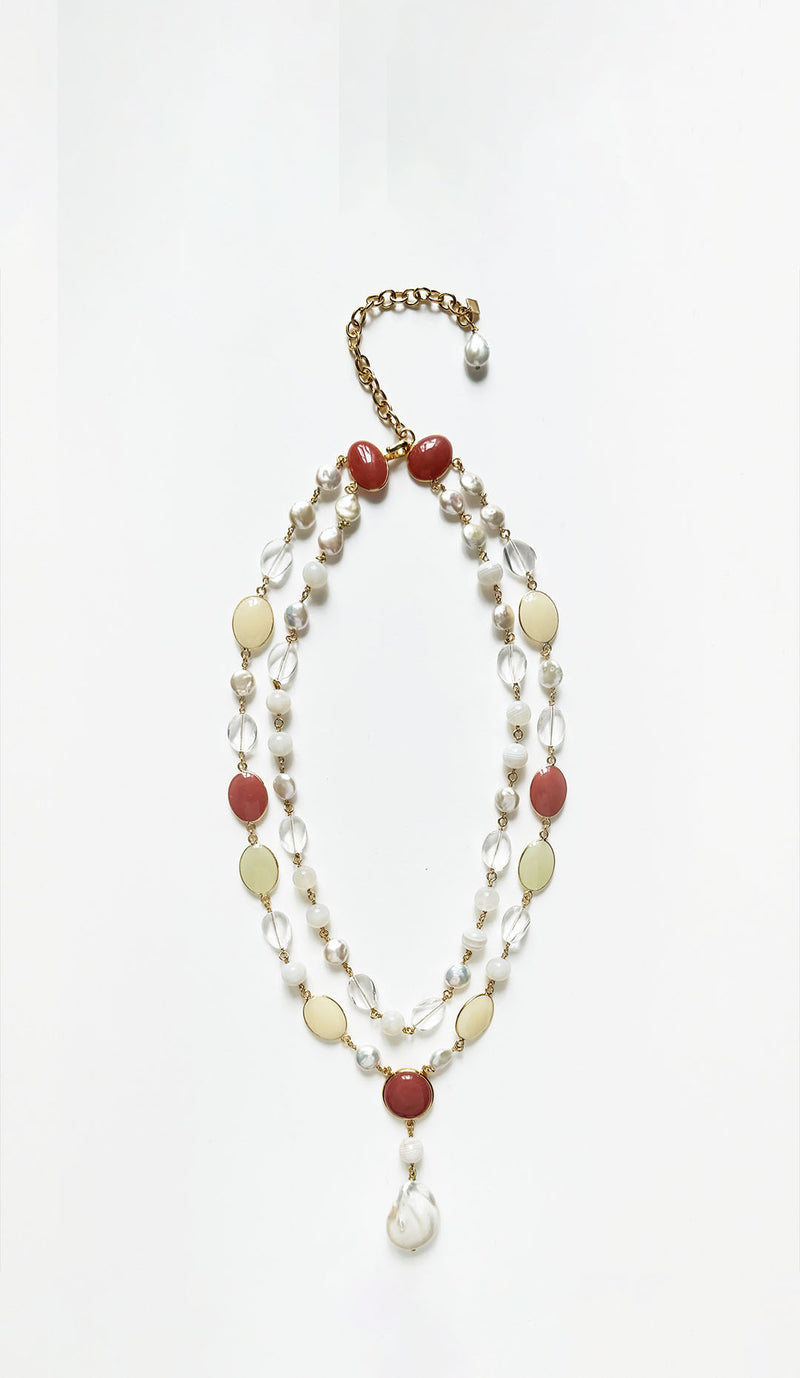 Loulou De La Falaise Two Row Long Pebble Necklace, Agate