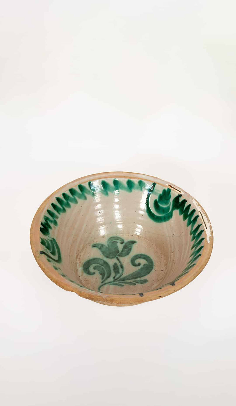 19th-Century Spanish Fajalauza Lebrillo, Granada (15″ Diameter)