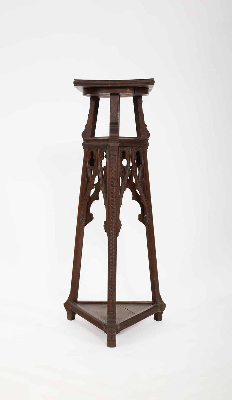Gothic Revival Carved Oak Rotating Display Stand, 19th Century