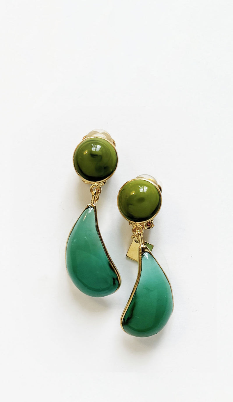 Lou lou De La Falaise Bi-Color Teardrop Clip Earrings, Ivy