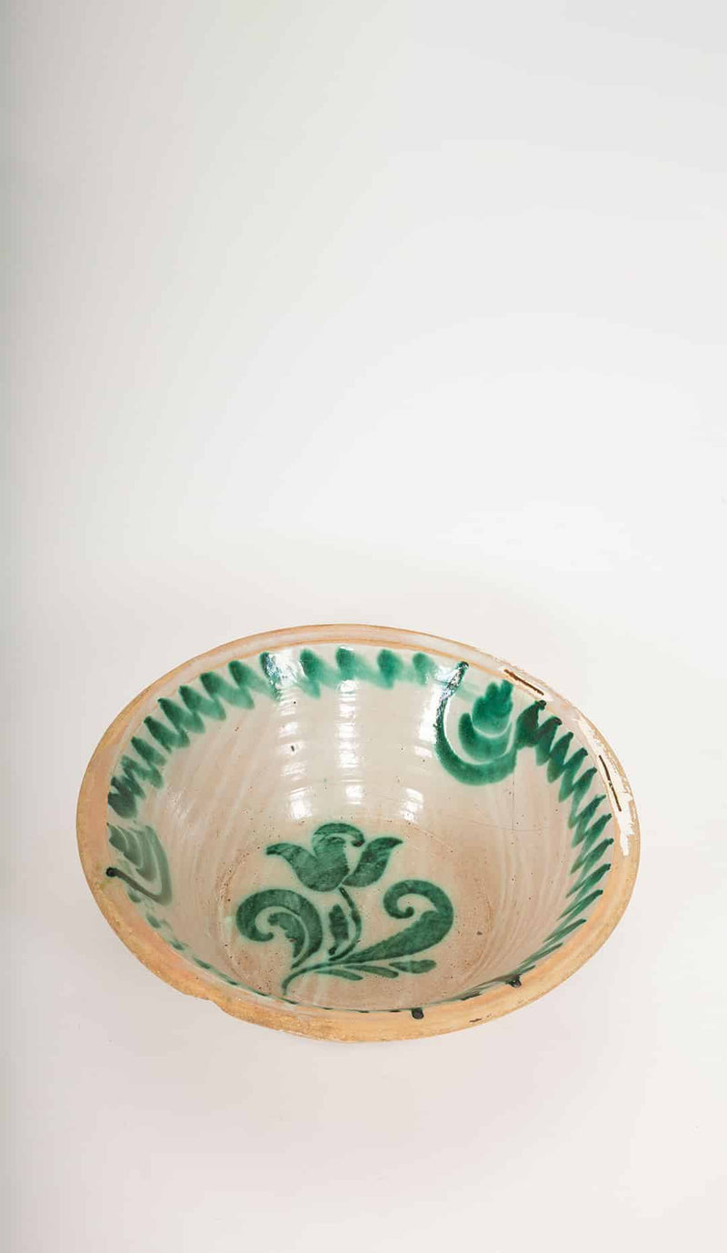 Medium 19th-Century Spanish Fajalauza Lebrillo, Granada (20.5″ Diameter)