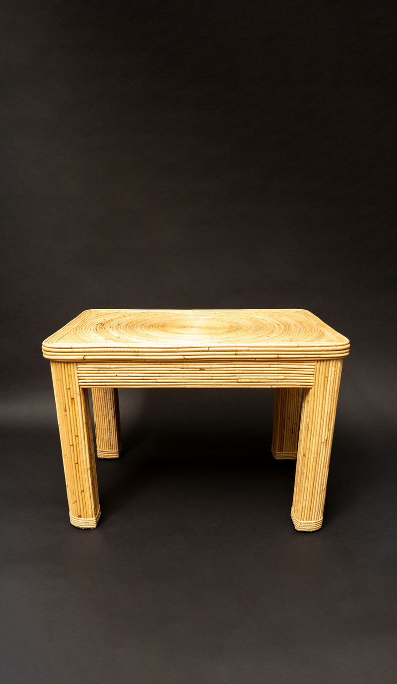 Pencil Reed Rattan Side Table by Creel and Gow