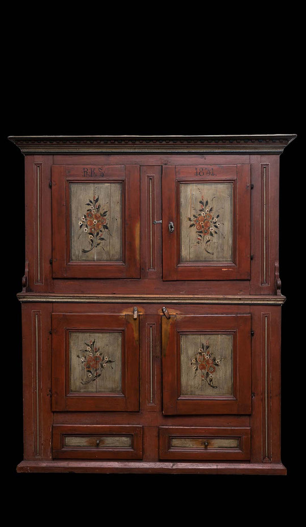 1831 Scandinavian Step-Back Pine Cupboard