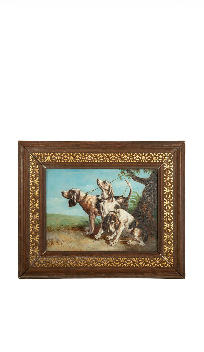 Joseph Urbain Melin, Relay of Hunting Dogs at Rest, 19th Century