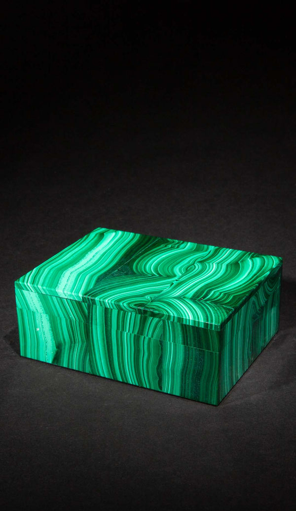 Malachite Hinged Box, 4"