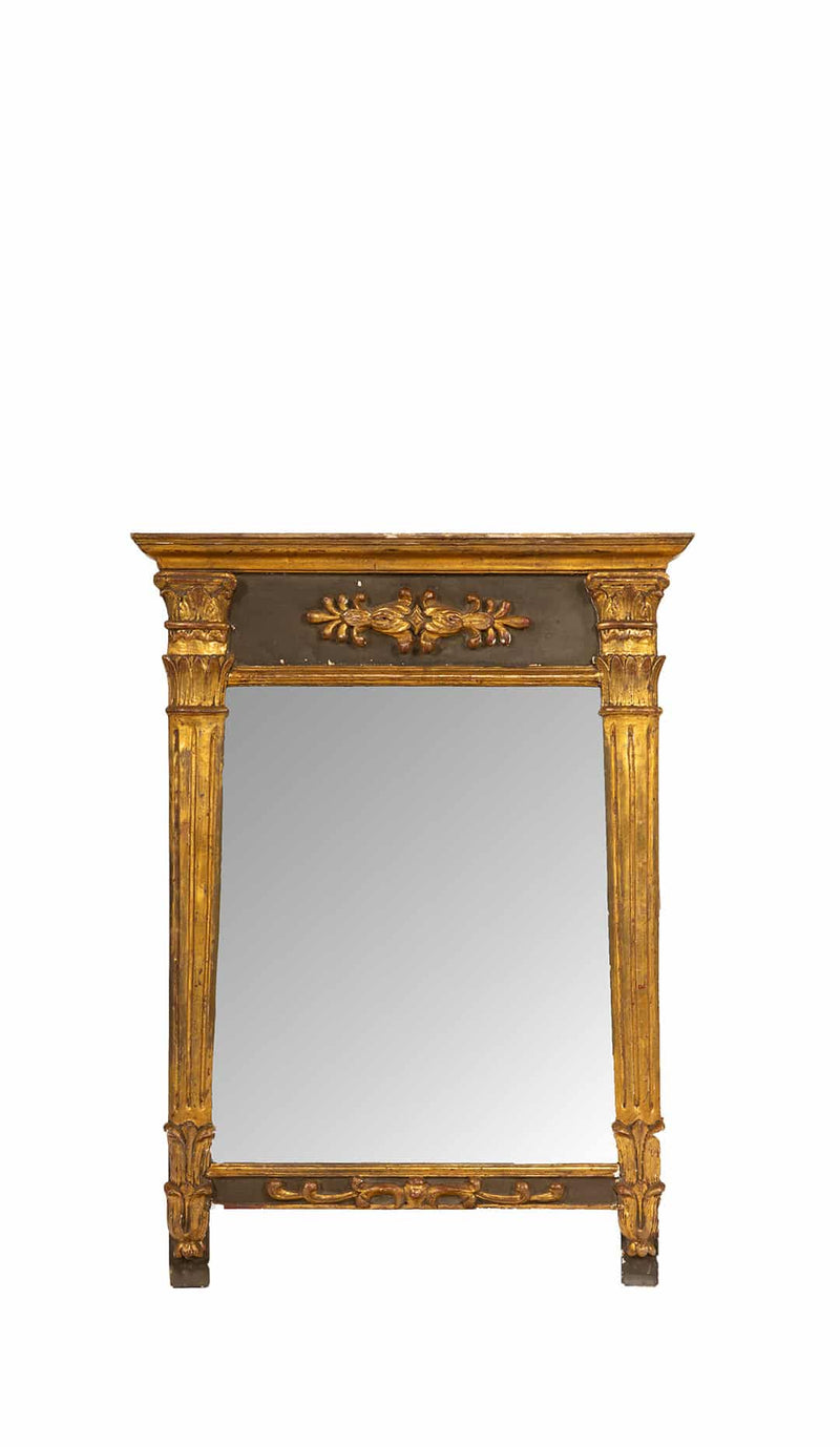 Gilded Reflections: French Empire Giltwood Mirror with Classical Relief