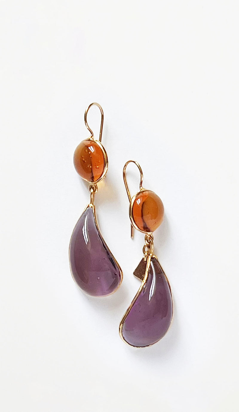 Loulou De La Falaise Bi-Color Teardrop, Amber/Lilac