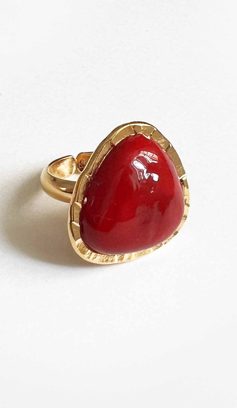 Loulou de la Falaise Hammer Baroque Pave Ring, Geranium