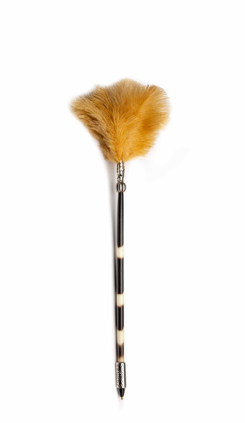 Porcupine Quill Pen W/ Beige Feathers