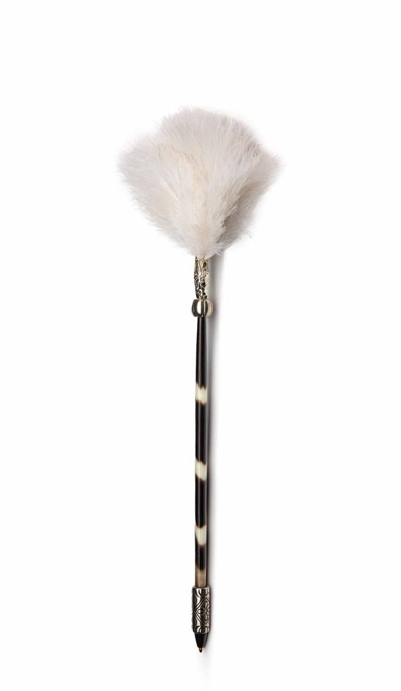 Porcupine Quill Pen W/ White Feathers