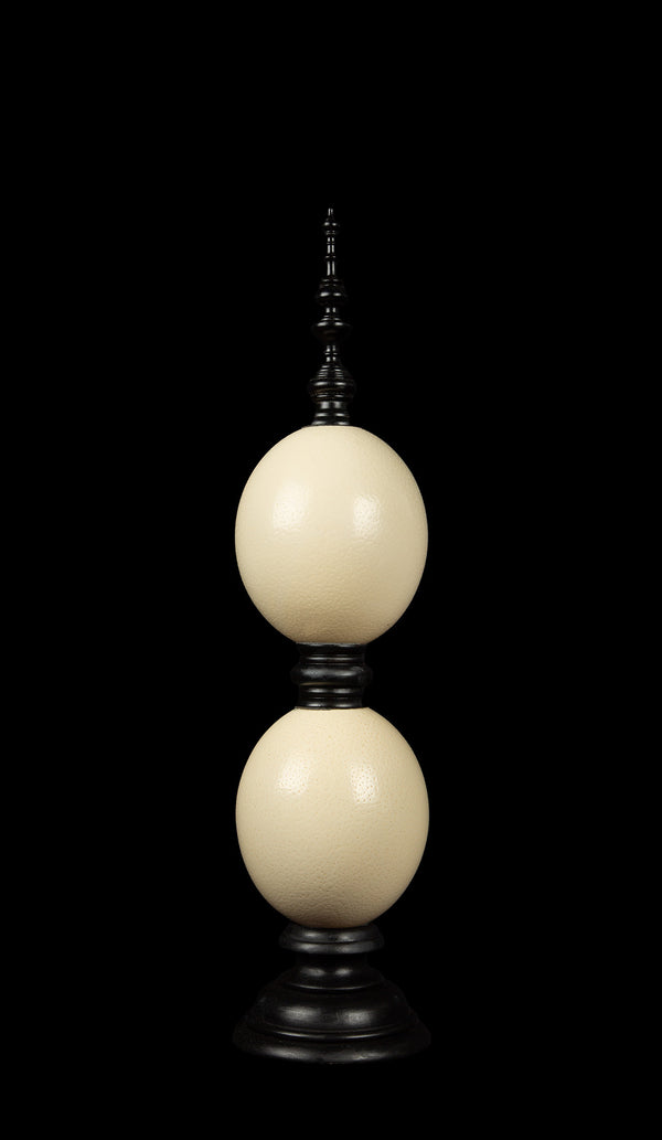 Double Mounted Ostrich Eggs, 24" H