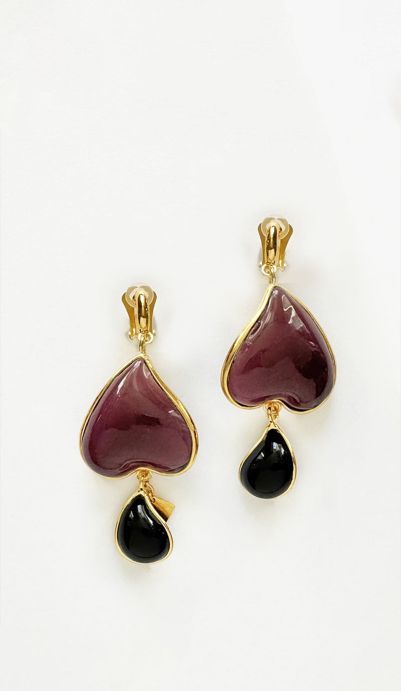Loulou De La Falaise Clover Large Clip Earrings, Purple