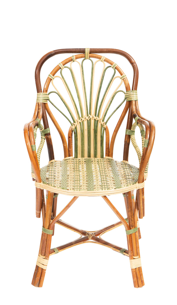 Green Peacock Rattan Arm Chair by Creel and Gow