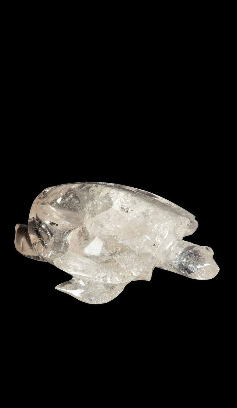 Large Hand Carved Rock Crystal Turtle, 10.5"